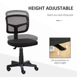 Black Office Chair Without Arms, Ergonomic Swivel Mesh Desk Chair - thumbnail 3