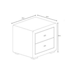 Linen Fabric Bedside Table With 2 Drawers & Brushed Steel Dark Grey - thumbnail 3