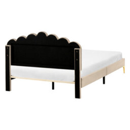 Beliani Bed Velvet Sauvian 140 X 200 Cm (Eu Double) Taupe - thumbnail 6