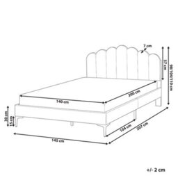 Beliani Bed Velvet Sauvian 140 X 200 Cm (Eu Double) Taupe - thumbnail 3