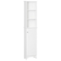 Tall Bathroom Cabinet Slim Storage Unit Narrow Floor Cupboard - thumbnail 1