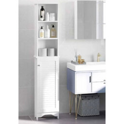 Tall Bathroom Cabinet Slim Storage Unit Narrow Floor Cupboard - thumbnail 3