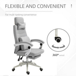 Vinsetto Home Office Chair Reclining Desk Chair W/ Lumbar Support Grey - thumbnail 4