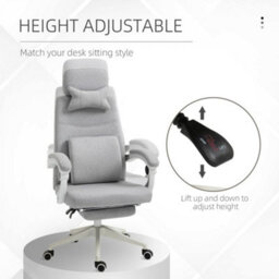 Vinsetto Home Office Chair Reclining Desk Chair W/ Lumbar Support Grey - thumbnail 5