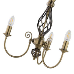 First Choice Lighting Barley Twist - Antique Brass 3 Light Pendant - thumbnail 2