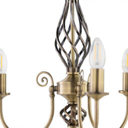 First Choice Lighting Barley Twist - Antique Brass 3 Light Pendant - thumbnail 3