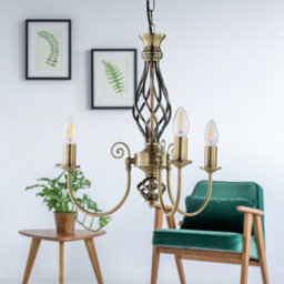 First Choice Lighting Barley Twist - Antique Brass 3 Light Pendant - thumbnail 6