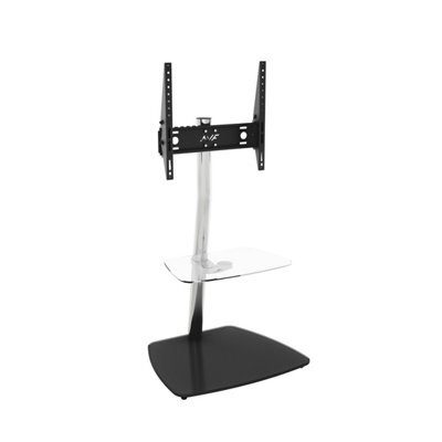 "Avf Iseo 60Cm Pedestal Tv Stand, For Tvs Up To 55"" - Clear & Black Glass" - image 1
