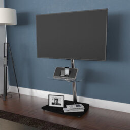 "Avf Iseo 60Cm Pedestal Tv Stand, For Tvs Up To 55"" - Clear & Black Glass" - thumbnail 2