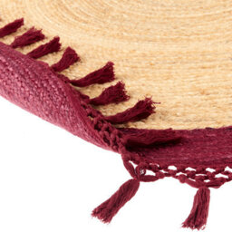 Wyld And Coco Round Spiral Braided Jute Rug 140Cm - Boho Beige With Red Accents - thumbnail 6