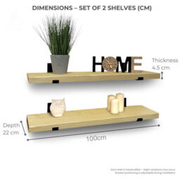 Mkgt Handcrafted Rustic Wooden Floating Shelves, Solid Wood, Made In Uk Wall Mounted Shelf (Antique Pine Set Of 2, 100Cm) - thumbnail 3