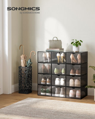 LEDREM Shoe Boxes, Plastic Shoe Storage Organisers With Clear Doors, Set Of 12, Stackable, Easy Assembly, 27 X 34.5 X 19 Cm - image 1