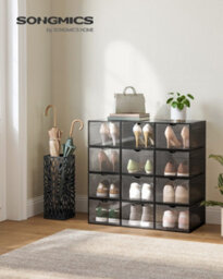 LEDREM Shoe Boxes, Plastic Shoe Storage Organisers With Clear Doors, Set Of 12, Stackable, Easy Assembly, 27 X 34.5 X 19 Cm - thumbnail 1