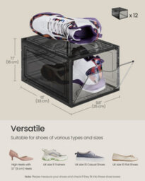 LEDREM Shoe Boxes, Plastic Shoe Storage Organisers With Clear Doors, Set Of 12, Stackable, Easy Assembly, 27 X 34.5 X 19 Cm - thumbnail 6