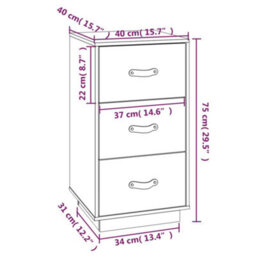Berkfield Bedside Cabinet Honey Brown 40X40X75 Cm Solid Wood Pine - thumbnail 9