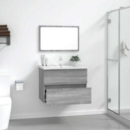 Walplus 2 Piece Bathroom Furniture Set Grey Sonoma Engineered Wood - thumbnail 3