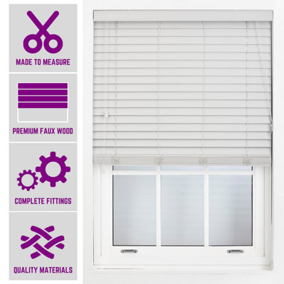Furnished Made To Measure Faux Wood Venetian Blinds - Grey 50mm Slats Blinds For Windows And Doors (W)75Cm (L)150Cm - image 1