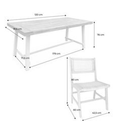 Sweeek - Indoor/outdoor Table In Acacia Wood And Metal + 6 Woven Resin Seats Natural 190X91.5X76 Cm - Fortaleza + Ocara - thumbnail 4