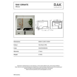RAK Ceramics Rak Ornate 600X800mm Matt Black Square With Touch Sensor Illuminated Mirror Ip44 - thumbnail 2