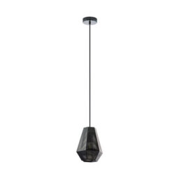 Eglo Chiavica Vintage Pendant Light, E27, Nickel Black Steel Shade With Black Textile Cable, Indoor Hanging Light - thumbnail 2