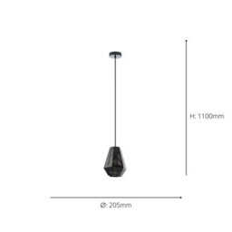 Eglo Chiavica Vintage Pendant Light, E27, Nickel Black Steel Shade With Black Textile Cable, Indoor Hanging Light - thumbnail 4
