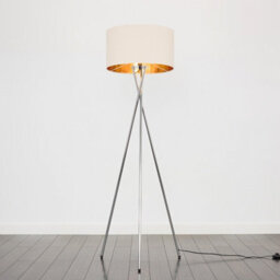 Valuelights Camden Chrome Tripod Floor Lamp With Beige/gold Shade And Bulb - thumbnail 4