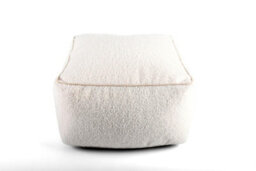 Littens Cream Teddy Boucle Square Footstool Bean Bag Pouffe Ottoman Low Seat 45Cm X 45Cm X 25Cm - thumbnail 3