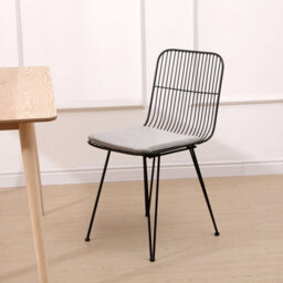 Nordlys Set Of 2 Wire Metal Dining Chairs With Gray Cushion Industrial Style Dining Room - thumbnail 4