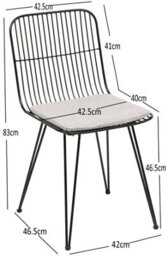Nordlys Set Of 2 Wire Metal Dining Chairs With Gray Cushion Industrial Style Dining Room - thumbnail 6
