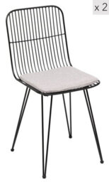 Nordlys Set Of 2 Wire Metal Dining Chairs With Gray Cushion Industrial Style Dining Room - thumbnail 2