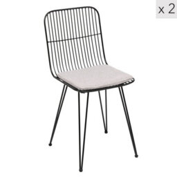 Nordlys Set Of 2 Wire Metal Dining Chairs With Gray Cushion Industrial Style Dining Room - thumbnail 1