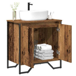 Berkfield Bathroom Sink Cabinet Old Wood 60X35X60 Cm Engineered Wood - thumbnail 3