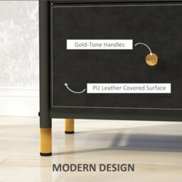 Homcom Chest Of Drawers With 3 Drawers For Bedroom, Living Room, Black - thumbnail 5