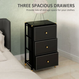 Homcom Chest Of Drawers With 3 Drawers For Bedroom, Living Room, Black - thumbnail 4