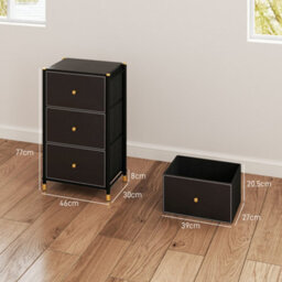 Homcom Chest Of Drawers With 3 Drawers For Bedroom, Living Room, Black - thumbnail 3