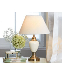 Lighting Supermarket Malham Small Classic Table Lamp With Matching Shade - Cream & Antique Brass - thumbnail 8
