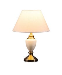 Lighting Supermarket Malham Small Classic Table Lamp With Matching Shade - Cream & Antique Brass - thumbnail 2