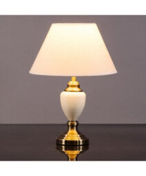 Lighting Supermarket Malham Small Classic Table Lamp With Matching Shade - Cream & Antique Brass - thumbnail 4