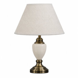 Lighting Supermarket Malham Small Classic Table Lamp With Matching Shade - Cream & Antique Brass - thumbnail 1