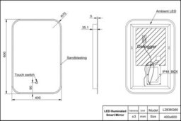 Durovin Bathrooms Wall Mounted Illuminated Led Bathroom Mirror Touch Sensitive Switch And Anti Fog 400 X 600mm - thumbnail 4