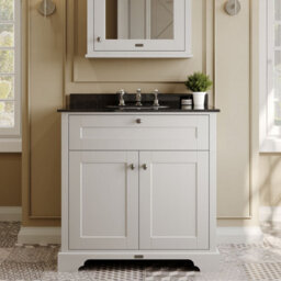 Hudson Reed Floor Standing 2 Door Traditional Vanity Unit With 3 Tap Hole Black Marble Top & Basin, Timeless Sand, 820 X 470 mm - thumbnail 2