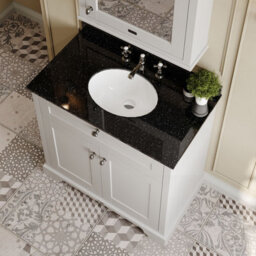 Hudson Reed Floor Standing 2 Door Traditional Vanity Unit With 3 Tap Hole Black Marble Top & Basin, Timeless Sand, 820 X 470 mm - thumbnail 3