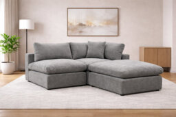 D Pro T Homeware 3 Seat Sofa Scandinavian Modular Set Grey 1 Seat + 1 Corner + 1 Ottoman - thumbnail 2