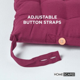 Homescapes Plum Seat Pads 100% Cotton Chair Cushions 40X40 Cm, Set Of 4 Plain Chair Pads For Dining, Kitchen Or Garden Outdoor - thumbnail 5