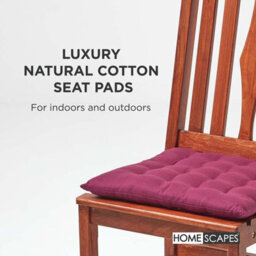 Homescapes Plum Seat Pads 100% Cotton Chair Cushions 40X40 Cm, Set Of 4 Plain Chair Pads For Dining, Kitchen Or Garden Outdoor - thumbnail 2