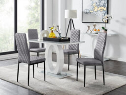 Furniturebox Uk Giovani 4 Grey Dining Table & 4 Grey Velvet Milan Black Leg Chairs - thumbnail 1
