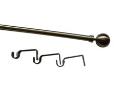 GoodHome Antiki Satin Antique Brass Effect Extendable Ball Single Curtain Pole Set, (L)1200mm-2100mm (Dia)19mm - thumbnail 2