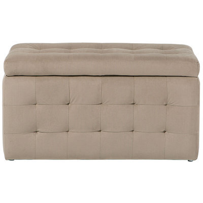 Beliani Light Brown Velvet Tufted Storage Ottoman Bench - W72 X D42 X H40Cm - image 1