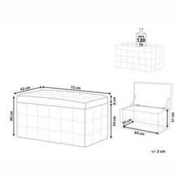Beliani Light Brown Velvet Tufted Storage Ottoman Bench - W72 X D42 X H40Cm - thumbnail 4