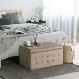 Beliani Light Brown Velvet Tufted Storage Ottoman Bench - W72 X D42 X H40Cm - thumbnail 2